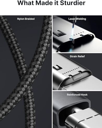 كابل شاحن USB C بقوة 100 وات، 3 حزم بطول 3 أقدام سلك شاحن USB C سريع منسوج رسميًا لشحن أجهزة Macbook وiPad Pro وiPhone 16 15Pro Max وGalaxy وVision Pro متوافق مع 100W /65W/45W/35W/27W/20W in Kuwait