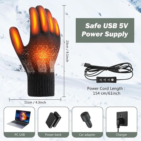 USB Heated Gloves, Winter Warm Heated Gloves Touchscreen Gloves Hand Warmers Work Gloves Unisex Washable Knitting Gloves in Saudi Arabia