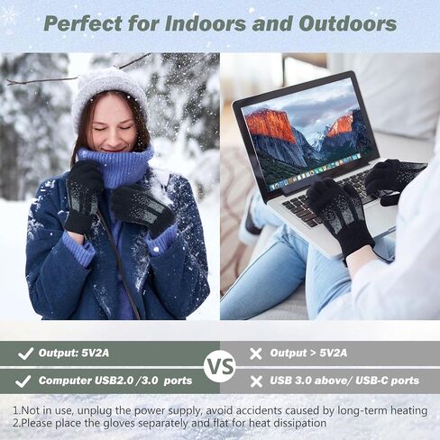USB Heated Gloves, Winter Warm Heated Gloves Touchscreen Gloves Hand Warmers Work Gloves Unisex Washable Knitting Gloves in Saudi Arabia