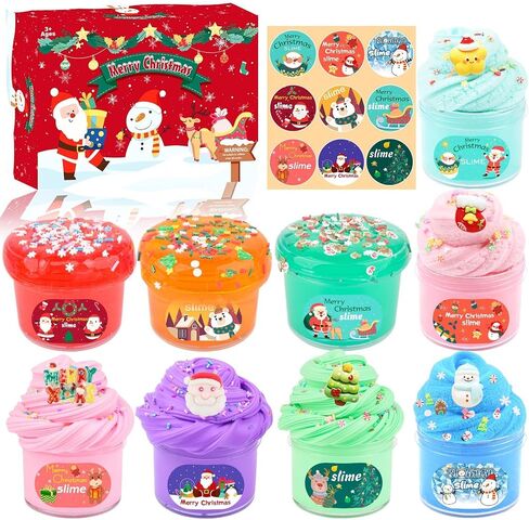 3 Pack Christmas Butter Slime Kit for Kids, Scented Slime with Santa Claus, Snowman, Christmas Tree Charm, Soft, Non-Sticky, Goodies Bag Toy for Christmas Party Favors, Birthday Gifts for Girl Boy in Kuwait