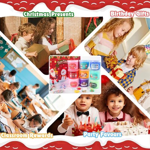 3 Pack Christmas Butter Slime Kit for Kids, Scented Slime with Santa Claus, Snowman, Christmas Tree Charm, Soft, Non-Sticky, Goodies Bag Toy for Christmas Party Favors, Birthday Gifts for Girl Boy in Kuwait
