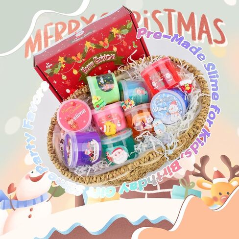 3 Pack Christmas Butter Slime Kit for Kids, Scented Slime with Santa Claus, Snowman, Christmas Tree Charm, Soft, Non-Sticky, Goodies Bag Toy for Christmas Party Favors, Birthday Gifts for Girl Boy in Kuwait