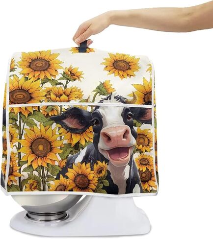 Classic Cow and Sunflowers Kitchen Aid Mixer Cover Polyester Dust Free Stand Mixer Cover for 6-8 Quart Kitchen Small Appliance Accessories Durable and Not Easy to Pilling in Saudi Arabia
