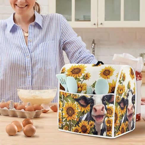 Classic Cow and Sunflowers Kitchen Aid Mixer Cover Polyester Dust Free Stand Mixer Cover for 6-8 Quart Kitchen Small Appliance Accessories Durable and Not Easy to Pilling in Saudi Arabia