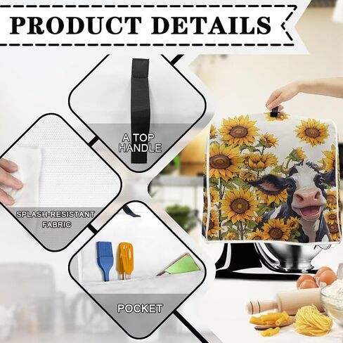 Classic Cow and Sunflowers Kitchen Aid Mixer Cover Polyester Dust Free Stand Mixer Cover for 6-8 Quart Kitchen Small Appliance Accessories Durable and Not Easy to Pilling in Saudi Arabia