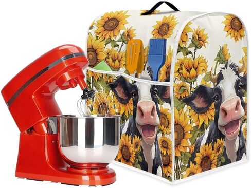 Classic Cow and Sunflowers Kitchen Aid Mixer Cover Polyester Dust Free Stand Mixer Cover for 6-8 Quart Kitchen Small Appliance Accessories Durable and Not Easy to Pilling in Saudi Arabia