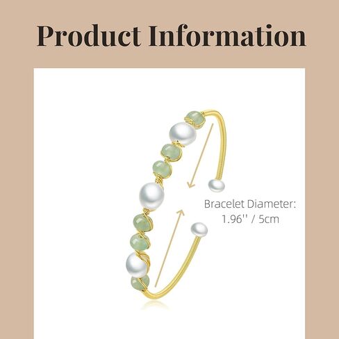 Natural Freshwater Pearls Bracelets for Women, Natural Stone Bead Tourmaline Bracelet Jewelry Bangle, Lucky Jewelry Bracelets for Mom Lover Her (14K Gold Plated) in Saudi Arabia