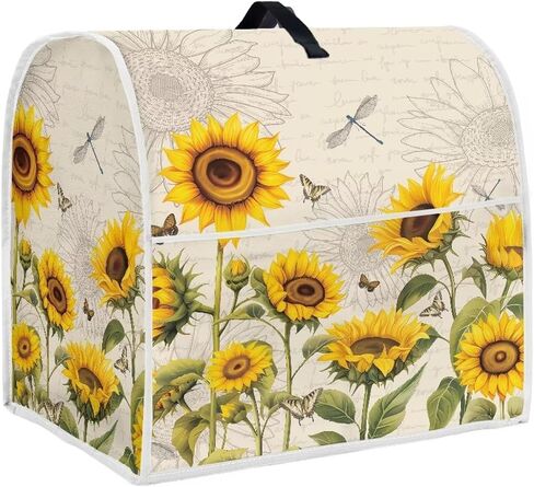 Mixer Cover, Sunflower Butterfly Dragonfly Printed Stand Mixer Cover with Accessory Storage Pocket and Handles, Kitchen Aid Mixer Cover Suitable for Most Tilt Head and Bowl Lift Models in Kuwait