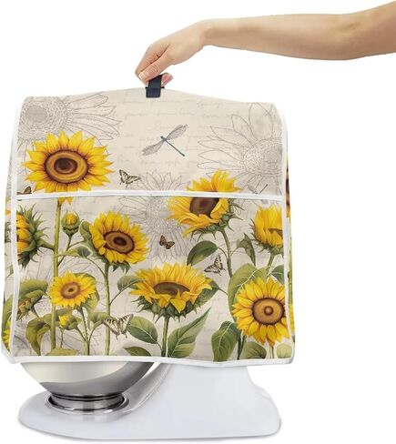 Mixer Cover, Sunflower Butterfly Dragonfly Printed Stand Mixer Cover with Accessory Storage Pocket and Handles, Kitchen Aid Mixer Cover Suitable for Most Tilt Head and Bowl Lift Models in Kuwait