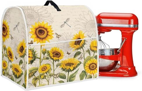 Mixer Cover, Sunflower Butterfly Dragonfly Printed Stand Mixer Cover with Accessory Storage Pocket and Handles, Kitchen Aid Mixer Cover Suitable for Most Tilt Head and Bowl Lift Models in Kuwait