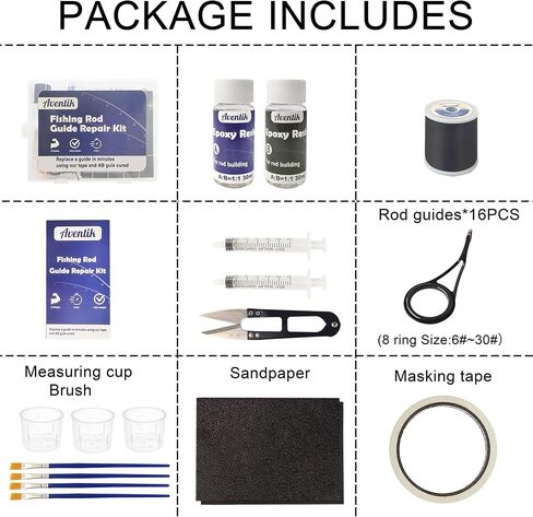 Aventik Fishing Rod Repair Kit, Supplies for Fishing Pole Eyelets Replacement with Kit with Stainless Steel Guides for Spinning/Casting Rods in Saudi Arabia