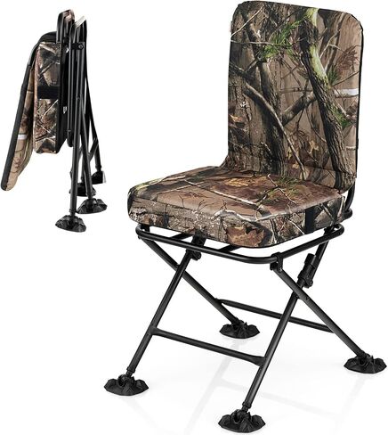 Tangkula Hunting Chair, 360 Degree Swivel Camouflage Portable Folding Hunting Blind Chair with Padded Cushion, Adjustable Foot Pads for Blinds, Fishing, Camping in Saudi Arabia