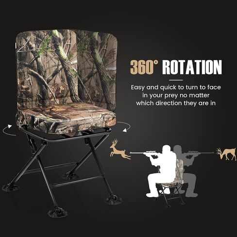 Tangkula Hunting Chair, 360 Degree Swivel Camouflage Portable Folding Hunting Blind Chair with Padded Cushion, Adjustable Foot Pads for Blinds, Fishing, Camping in Saudi Arabia