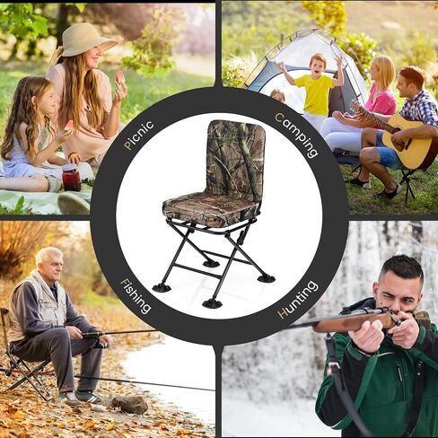 Tangkula Hunting Chair, 360 Degree Swivel Camouflage Portable Folding Hunting Blind Chair with Padded Cushion, Adjustable Foot Pads for Blinds, Fishing, Camping in Saudi Arabia