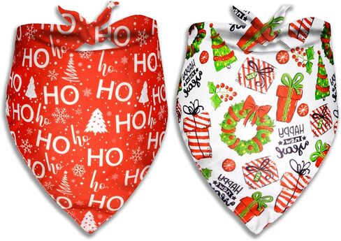 2 Pack Christmas Dog Bandana, Holiday Cat Bandana Flower and Christmas Tree for Small Medium Large Dogs Puppies Pets in Saudi Arabia
