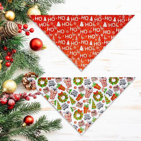 2 Pack Christmas Dog Bandana, Holiday Cat Bandana Flower and Christmas Tree for Small Medium Large Dogs Puppies Pets in Saudi Arabia