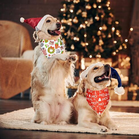 2 Pack Christmas Dog Bandana, Holiday Cat Bandana Flower and Christmas Tree for Small Medium Large Dogs Puppies Pets in Saudi Arabia