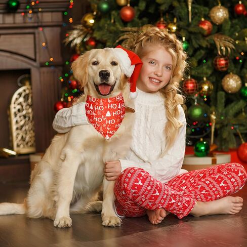 2 Pack Christmas Dog Bandana, Holiday Cat Bandana Flower and Christmas Tree for Small Medium Large Dogs Puppies Pets in Saudi Arabia