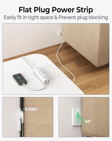 شريط طاقة مع منافذ USB، 3 منافذ، 3 منافذ USB (2 USB C) سلك تمديد قصير بطول 5 أقدام، شريط طاقة مسطح لملحقات الرحلات البحرية يجب ألا يكون لديه واقي من زيادة التيار لسفينة الرحلات البحرية، والسفر، والنوم، والمكتب المنزلي in Saudi Arabia