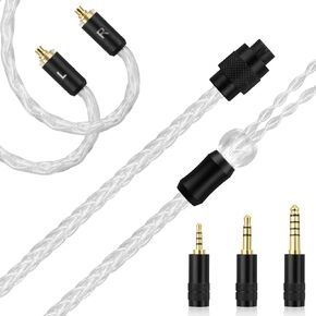 MMCX Audio Cable with 2.5mm/3.5mm/4.4mm Plug Compatible with Shure SE215 SE315 SE846 SE535 SE425 LZ A4 A5 UE900 Earphones, 4ft