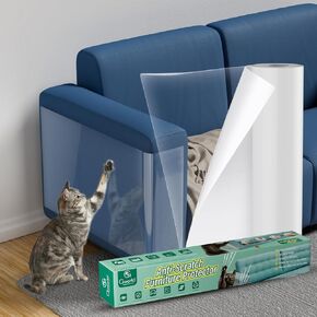 【Super Sticky】 Cat Scratch Furniture Protector Thicken Self-Adhesive Single Side Couch Protector from Cat Claws,Furniture Protectors from Cats Scratching,Anti Cat Scratch Deterren Protector 155"x12.2"
