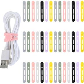 42 Pcs Silicone Cable Ties, Adjustable Silicone Cable Straps Wire Organizer, Reusable Cord Organizer Cable Management, Multipurpose Elastic Cable Organizer, Travel Cord Organizer Essentials(7 Colors)