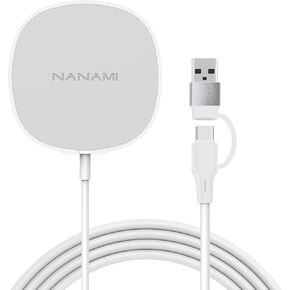 شاحن لاسلكي مغناطيسي من NANAMI - قاعدة شحن لاسلكية لشاحن MagSafe/iPhone 15/15 Pro/14/14 Plus/14 Pro/14 Pro Max/13/13 Pro/13 Pro Max/12/12 Pro، شاحن آمن Mag مع نوع USB كابل سي in Kuwait