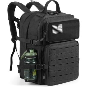Military Tactical Backpack for Men 55/60L Large Army 5 Day Assault Pack Bags Travel Daypack Military MOLLE Duffel Bag with Shoes Compartment for Trekking EDC Rucksack - Black