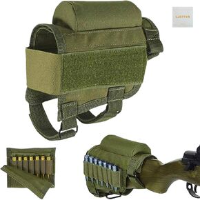 Rifle Buttstock - Rifle Shotgun Tactical Buttstock Cheek - for Hunting Shooting - Cheek Rest Ammo Carrier - with 7 Shells Holder