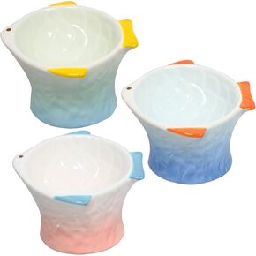 3 Pcs Ceramic Cat Feeder 4 oz Fish Shape Elevated Cat Bowls 15 Degrees Ceramic Tilted Non Slip Pet Feeder Anti Vomit Elevated Cat Bowls for Cats and Small Dogs Supplies