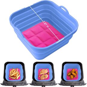 Air Fryer Liners Silicone Basket Reusable Air Fryer Pots for 5-9QT Air Fryer Foldable Easy to Clean Oven Accessories Blue 7.87 Inch in Saudi Arabia