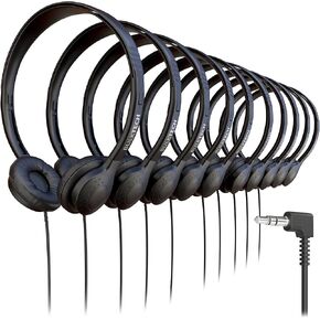 1 Pack Wired On-Ear Leather Headphones with 3.5mm Connector, Black