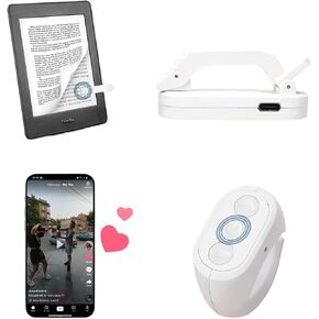 جهاز التحكم عن بعد لصفحة التحكم لجهاز Kindle Paperwhite Oasis، حلقة التمرير عن بعد لـ TikTok، أداة النقر على مصراع الكاميرا لجهاز iPad iPhone iOS Android - أبيض