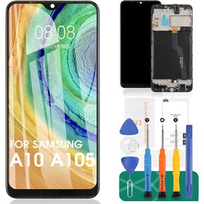 SRJTEK for Samsung Galaxy A10 LCD Screen A10 Screen Replacement A105 Display Touch Digitizer Assembly SM-A105F, SM-A105G, SM-A105M Repair Parts Kits with Frame (Dual Card Version)