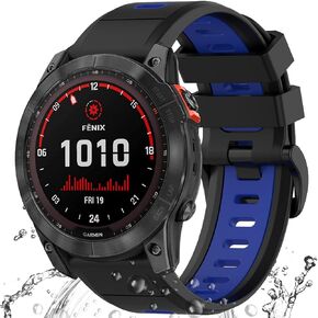 Miimall Compatible Garmin Fenix 7X/6X/5X Bands, 26mm Width Soft Silicone Sport Waterproof Wristband Strap Band for Garmin Fenix 7X Solar/Fenix 6X/Fenix 5X Plus 26mm quick-fit band