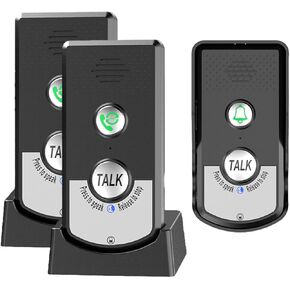 2 Way Intercom Doorbell, Intercomunicador Home Doorbell Intercom Kit with 2 Receivers, Voice Intercom Doorbell Operating at Over 1000m in Open Area