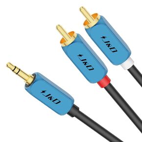 J&D RCA Audio Cable, 3.5mm Male to 2 RCA Phono Male Stereo Audio Adapter Aux Cable with Heavy Duty Gold-Plated Copper Shell 3.5mm to 2-Male RCA Adapter Audio Stereo Cable, 6 Feet
