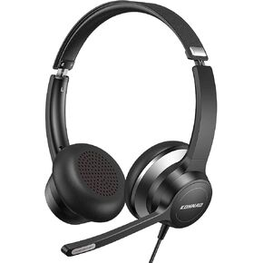 3.5mm Headset with Microphone, USB Wired Computer Headsets with Noise Cancelling Microphone, Stereo Headphones with MIC for PC, in Line Controls, Work Headset for Skype Zoom Tablet Laptop