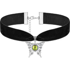 Gopbrer Black Choker with Butterfly Pendant, Gothic Velvet Choker Necklace, Goth Punk Emo Vintage Pendant Necklace for Women