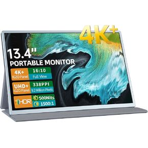 CASKING Portable Monitor 4K+ 13.4'' IGZO 4K+ Portable Monitor (3840x2400),500 Nits,1500:1,FreeSync,HDR and Dual-Speaker Travel Monitor with USB-C and Standard HDMI for Mac/Laptop/PC/Xbox/Switch/PS5