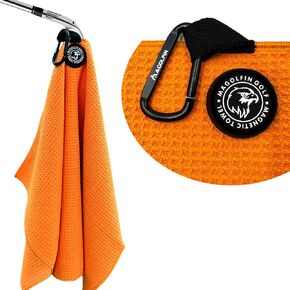 Magnetic Golf Towel with Clip, Microfiber Waffle Design - Industrial Strength Magnet for Strong Hold to Golf Bags, Carts & Clubs - Black