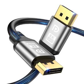 16K DisplayPort Cable 20FT, 2.1 DP to DP Cable Support 16K@60Hz, 8K@60Hz, 4K@144Hz, HBR3 32.4Gbps, HDR, G-Sync & FreeSync Display Cable 2.0 Lead for Laptop Gaming Monitor PC TV