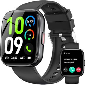 Smart Watches for Men Women Answer/Make Call, 1.85" Fitness Watch with 120+ Sports Modes, Heart Rate/Blood Oxygen/Activity Tracker, Pedometer, IP68 Smartwatch for iOS Android Samsung (Black, 1.85")
