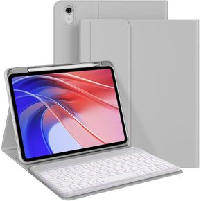 kenke for iPad 10th Generation case with Keyboard (10.9 Inch, 2022) - 7 Colors Backlit Folio Detachable Wireless Bluetooth Keyboard, Flip Case with Pencil Holder for iPad 10th Gen, Light Purple