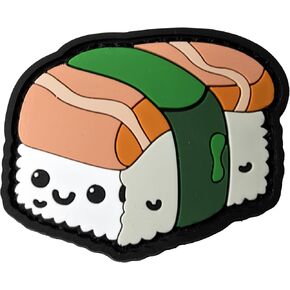 Kawaii Sushi Salmon Nigiri - Parody PVC Morale Patch | Hook & Loop Backing