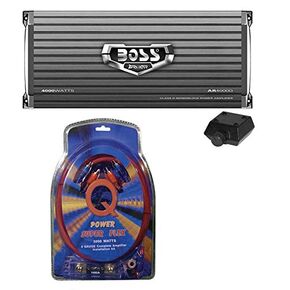 Boss Audio AR4000D 4000 Watt Monoblock Class D Digital Amplifier and 4GAMPKIT-SFLEX Q Power Super Flex 4-Gauge 3000-Watt Amplifier Installation Kit