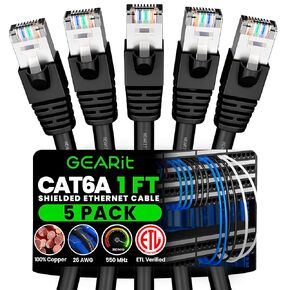 GearIT Cat6A Ethernet Cable (200 ft, Blue) 10Gbps Snagless Long Shielded SSTP, SFTP Shielded Ethernet Cable, 26AWG 4 Pair Solid Bare Copper Cat6 Cable, Cat 6 Shielded Network Cable - 200 feet