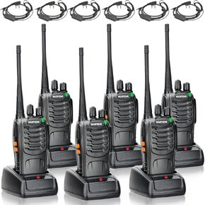 Baofeng Walkie Talkies Long Range for Adults Copy Frequency Baofeng Walkie Talkie with Earpieces Rechargeable Handheld Two Way Radio with Base Charger Walky Talky for Camping (6Pack)