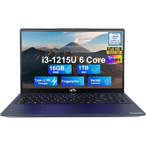 NIMO 15.6 FHD IPS Business Laptop، 6 Cores 12th Intel i3-1215U (حتى 3.4 جيجاهرتز)، ذاكرة وصول عشوائي 32 جيجابايت، 1 تيرابايت SSD، 65 وات نوع C، لوحة مفاتيح بإضاءة خلفية، بصمة الإصبع، ضمان لمدة عامين، واي فاي 6، ويندوز 11