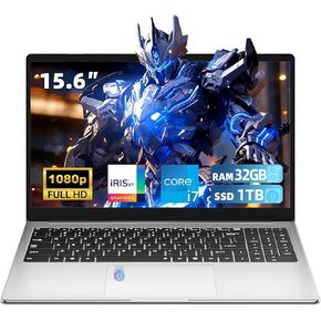 KUU 15.6 Inch Laptop Computer, Gaming Laptop,Core i7 Processor Laptops, up to 4.7GHz,32GB RAM 1TB SSD, FHD 1920 * 1080, 180 Angle Open, Backlit Keyboard, Fingerprint Unlock,